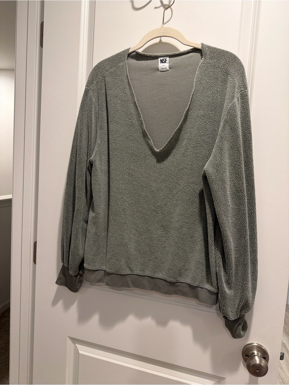 NSF Sage Green V-Neck Lightweight Pullover